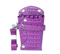 PXAMORTEL Sac de Coiffure Professionnel 5 Poches Motif Crocodile en Cuir PU for Ciseaux à Cheveux, Sac de Support de Coiffure, Sac de Salon de Coiffure, Sac Banane, Sac de barbier(Purple)