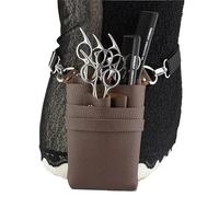 PXAMORTEL Sac de Coiffure, Sac à Ciseaux à Cheveux, Pinces, Peigne, étui de Coiffure, étui à Ciseaux à Cheveux, Pochette de Support, Sac de Taille de Salon, Sac en Cuir PU, Sac de barbier(Brown 01)