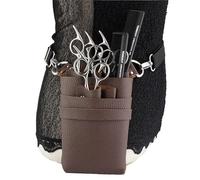 PXAMORTEL Sac de Coiffure, Sac à Ciseaux à Cheveux, Pinces, Peigne, étui de Coiffure, étui à Ciseaux à Cheveux, Pochette de Support, Sac de Taille de Salon, Sac en Cuir PU, Sac de barbier(Brown 01)