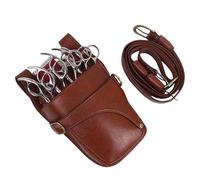 PXAMORTEL Sac de Coiffure, Sac à Ciseaux for Cheveux, Sac à Pinces, étui for Ciseaux de Coiffeur, étui avec Ceinture à bandoulière, Sac de barbier(Brown)