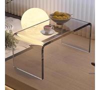 PXAMORTEL Table d'appoint en Acrylique, Table Basse, Table Basse en Acrylique Transparent et Gris 30 x 30 x (55-65) cm(Clear,30 x 30 x 65 cm)