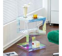 PXAMORTEL Table d'appoint en Acrylique, Table Basse, Table d'appoint en Acrylique à 3 Niveaux avec barrière de Direction réglable for Salon, Couleur Naturelle