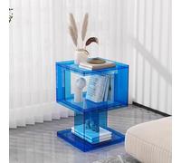 PXAMORTEL Table d'appoint en Acrylique, Table Basse, Table d'appoint en Acrylique à 3 Niveaux avec Bordure et Design Rabattable, 40 x 40 x 60 cm, Multicolore(Blue)