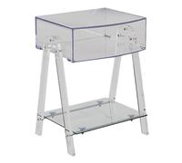 PXAMORTEL Table d'appoint en Acrylique, Table Basse, Table d'appoint en Acrylique à 3 Niveaux avec Rangement, Lot de 3, Plusieurs Tailles, Transparente et Grise(Clear,Small)