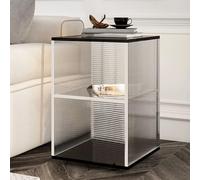PXAMORTEL Table d'appoint en Acrylique, Table Basse, Table d'appoint en Acrylique à 3 Niveaux avec Rangement, Noir Transparent, Plusieurs Tailles(Clear,H 50CM)