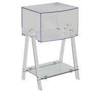 PXAMORTEL Table d'appoint en Acrylique, Table Basse, Table d'appoint en Acrylique à 3 Niveaux avec Rangement, Lot de 3, Plusieurs Tailles, Transparente et Grise(Clear,Large)