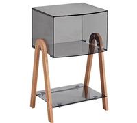 PXAMORTEL Table d'appoint en Acrylique, Table Basse, Table d'appoint en Acrylique à 3 Niveaux avec Rangement, Lot de 3, Plusieurs Tailles, Transparente et Grise(Grey,Large)