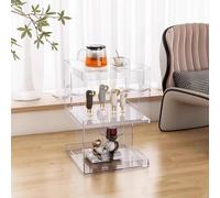 PXAMORTEL Table d'appoint en Acrylique, Table Basse, Table de Chevet à 3 Niveaux en Acrylique avec Rangement, Multicolore, 40 x 40 x 60 cm(Clear)