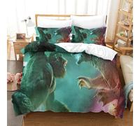 PXBDUASIE Imprimé 3D Godzilla Vs King Kong Parure De Lit Microfibre Super Douce Et Respirante Housses De Couettes 3 Pièces avec Taies d'oreiller Single（140x200cm）