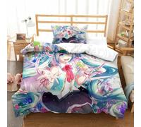 PXBDUASIE Imprimé 3D Hatsune Miku Parure De Lit Microfibre Super Douce Et Respirante Set De Housse De Couette 3 Pièces avec Taies d'oreiller Single（135x200cm）