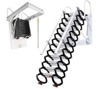 PxkVrin Échelle de Grenier Murale, échelle de Grenier, escalier escamotable Pliable à 12 marches, marches antidérapantes, capacité 300 kg. 9Steps