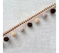 PXMWITSEZ Bordure à Pompons de 3 mètres - Ruban tressé perlé - Frange élégante en Polyester Disponible en Plusieurs Couleurs(Beige)