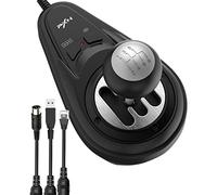 PXN A7 Levier de Vitesse, Gear Shifter pour Volant avec 6 Vitesses, 3 Câbles (USB, RJ11, DIN), Marche Arrière, Bouton de Vitesse Haut/Bas, Bouton de P, H Shifter, Universel sur PC
