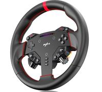 PXN W AS Volant de Course 28 cm à Jante Ronde - Compatible avec les Bases Direct Drive VD4 et VD6 - Détachement Rapide, Jante en Alliage d’Aluminium, 4 Pagaies, Indicateur RGB, Cuir Microfibre