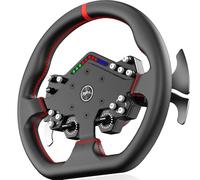 PXN W DS R2 Volant de Course 30 cm à Jante Plate - Compatible avec les Bases Direct Drive VD6 et VD10 - Détachement Rapide, Jante en Alliage d’Aluminium, 4 Pagaies, Indicateur RGB, Cuir Microfibre