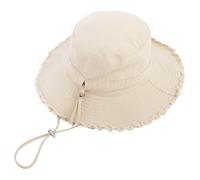 PXPLDYY Bob Homme Chapeau Bob en Denim pour Femme, avec Cordon De Serrage Et Bords Déchirés, Résistant Au Soleil, pour La Randonnée, Ajustable, pour Le Quotidien Et Les Voyages, Beige, Taille Un