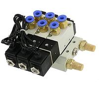 PXQCHAVLN DC12V 24V Triple électrovanne pneumatique 4V110-06 Silencieux 4mm 6mm 8mm 10mm 12mm Ensemble de Base de Montage Rapide AC110v 220v utile(10mm Fittings,AC110V)