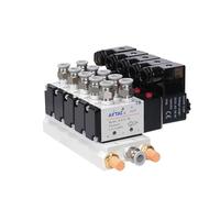 PXQCHAVLN Électrovanne combinée multivoies 4V210-08 DC12V 24V AC220V avec raccords Électrovannes 5 Ports 2 Positions(Dc12v 4mm Fittings,9 Stations)