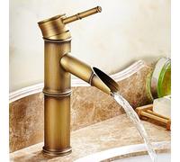 PXQCHAVLN Robinet de lavabo de salle de bain noir style bambou Mélangeur d'évier ancien monté sur le pont Robinets d'eau froide et chaude à poignée unique