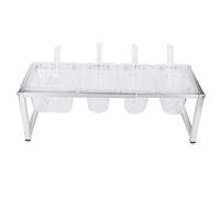 PxQuerantic Boîte d’assaisonnement à quatre compartiments transparents, ensemble de pots d’épices avec cuillère pour la cuisine domestique, conteneur de stockage en acier inoxydable et acryliq