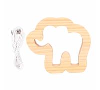 PxQuerantic Lampe en bois sculpté d’éléphant, veilleuse 3D en bois avec design creux et perles LED alimentées par USB, lumière blanche chaude soignante pour chambre à coucher, bureau, chambre