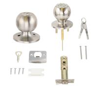 PxQuerantic Poignée de porte à clavier avec serrure et clé, serrure électronique pour poignée de porte d’entrée, poignée de porte numérique à code rond pour portes en bois de 35 à 55 mm, (Argent)