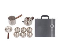 PxQuerantic Théière en Titane avec Passoire, Ensemble à Thé Isotherme, Théière Thermique 350ml avec Tasses à Thé 45ml et Tasse de Service 375ml, Poignée Résistante à la Chaleur pour Maison et