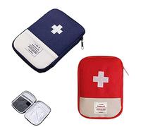 PXRLMYF 2 Pièces Trousse de Premier Secours,Portable Mini Trousse de Premiers Soins,Trousse de Secours Vide pour Bureau Voyage Randonnée Camping,Bleu Rouge