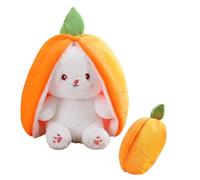 PXRLMYF Jouets Lapin Muppet,Lapin De Pâques en Peluche Mignon Réversible,Lapin Peluche Cadeaux pour Filles,BéBé,Garçons (18cm, Carotte Rabbit)