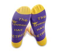 PXTIDY Chaussettes de retraite The Queen Has Retired Gift For Women Happy Retirement Socks, violet, Fits Shoe Size 4-15