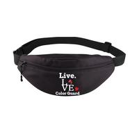 PXTIDY Live Love Color Guard Sac banane pour fille Sport Dance Marche Band Accessoires Sac Color Guard Senior Cadeau de remise de diplôme, Noir
