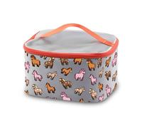 PXTIDY Mistria Sac à maquillage pour cheval Valley Jeu vidéo Cadeaux Valley Horse Farming Gaming Zipper Organizer Bag Horse Lover Gifts, gris