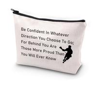 PXTIDY Petite trousse de maquillage Lax Lacrosse avec citation inspirante « Be Confident » - Cadeau pour les joueurs et les fans de crosse, beige, trousse de maquillage