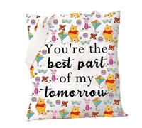 PXTIDY Pooh Bear Sac fourre-tout d'amitié avec inscription « You're the Best Part of My Tomorrow », beige, Medium