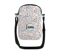 PXTIDY Sac à bandoulière « I AM Self Love Affirmation » pour femme avec citation de motivation positive, cadeau de rappel quotidien, beige, Small