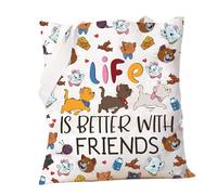 PXTIDY Sac fourre-tout avec citation « Life Is Better With Friends » - Cadeau pour les fans de chats, beige, Medium