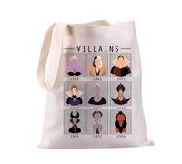 PXTIDY Sac fourre-tout en toile avec personnages du groupe méchants et sorcières - Cadeau pour les fans de méchants sorcières, beige, Medium