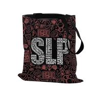 PXTIDY SLP Sac fourre-tout en toile avec citations SLP pour orthophoniste, Noir , Medium