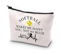 PXTIDY Softball Merchandise Make Me Happy You Not So Much Trousse de maquillage Cadeau pour joueur de softball, beige, trousse de maquillage