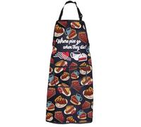 PXTIDY Tablier TV Show Cherry Pie avec poches Where Pies Go When They Die Diner Coffee and Pie Tablier pour les amateurs de desserts, Noir , M