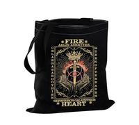 PXTIDY TOG Fire Heart Tarot Style Tote Bag Throne Glass Littérary SJM Bookish Gift For Book Lover Lover Shopping Bag