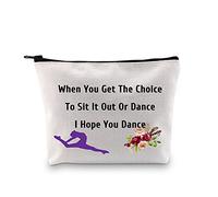 PXTIDY Trousse de maquillage « I Hope You Dance » avec citation de danseuse de ballet pour femme, trousse de toilette de voyage pour danseuses, ballerines, beige, trousse de maquillage