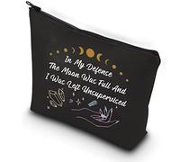 PXTIDY Trousse de maquillage Phase de la lune Cadeau de sorcière dans ma défense The Moon was Full and I was Left Unsupervised Trousse de maquillage de sorcellerie Cadeau de sorcellerie, Noir