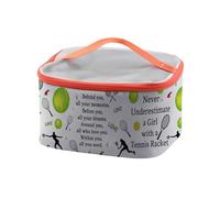 PXTIDY Trousse de maquillage pour fille de tennis - Ne sous-estimez jamais une fille avec une raquette de tennis - Cadeau pour entraîneur d'équipe de tennis, gris