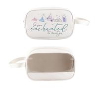 PXTIDY Trousse de maquillage transparente « Enchanted to Meet You » - Motif contes de fées - Cadeau de vacances, blanc, Trousse de maquillage transparente