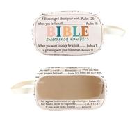 PXTIDY Trousse de toilette transparente avec chiffres d'urgence de la Bible, verset de la Bible, Écriture chrétienne, Église, Dimanche, école, cadeau de bienvenue, beige, Trousse de toilette