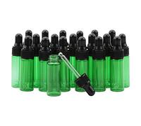 Pxyelec Flacons compte-gouttes verts de 5 ml avec compte-gouttes coniques en verre, lot de 20 flacons de voyage portables pour huiles essentielles, parfum, beauté, cosmétiques