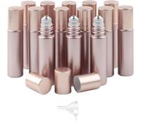 Pxyelec Lot de 14 flacons roller pour huiles essentielles avec boules en acier inoxydable Doré 10 m, rose gold