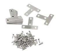 Pxyelec Lot de 20 équerres plates en forme de T à 4 trous pour réparation de meubles en bois plaqué à 90 degrés 50 mm x 50 mm