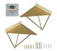 Pxzybd 2 Supports D'étagères,Équerre pour Étagere Flottants Murale,Équerre De Fixation en Métal Robuste en Épingle À Cheveux,Support De Rayonnage Décoratives,Or,avec Vis De Montage,Gold-10cm(3.9in)